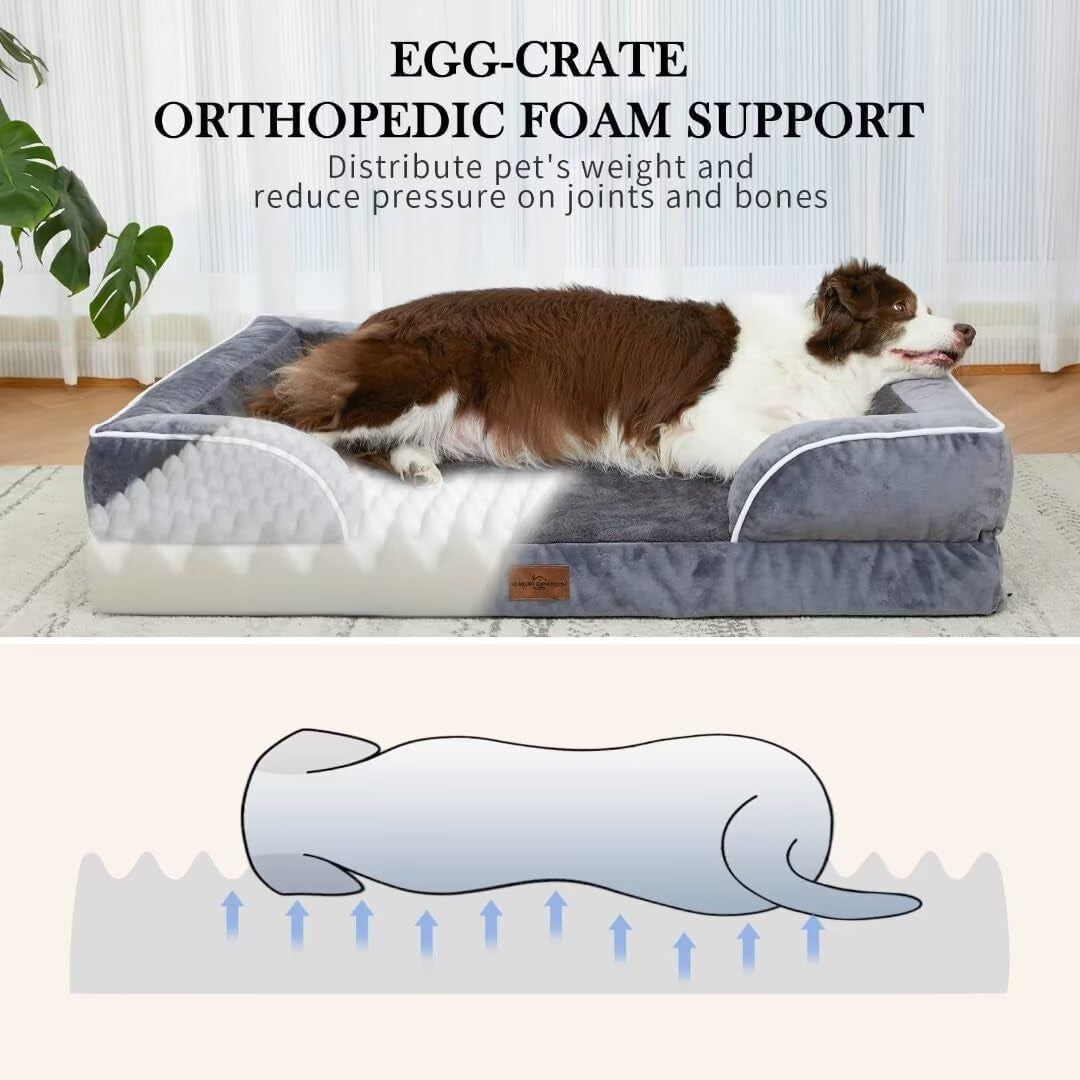 Waterproof Orthopedic Foam Dog Bed Extra Large Dark Grey-2