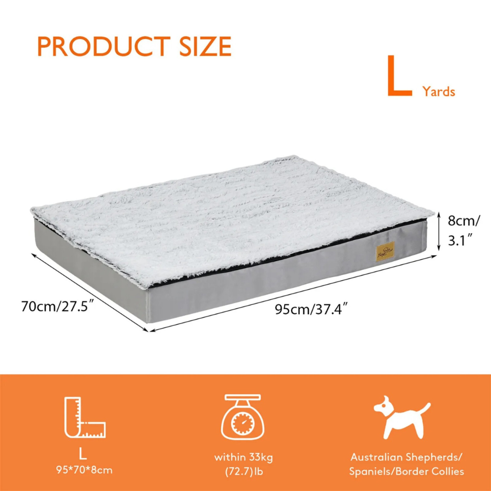 Gray Orthopedic Pet Calming Bed Soft Sponge Foam Base with Removable Cover