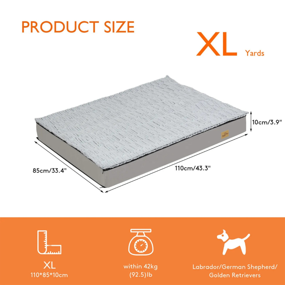 Gray Orthopedic Pet Calming Bed Soft Sponge Foam Base with Removable Cover