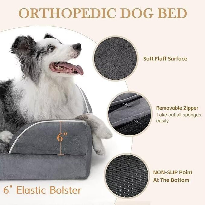 Waterproof Orthopedic Foam Dog Bed Extra Large Dark Grey-3